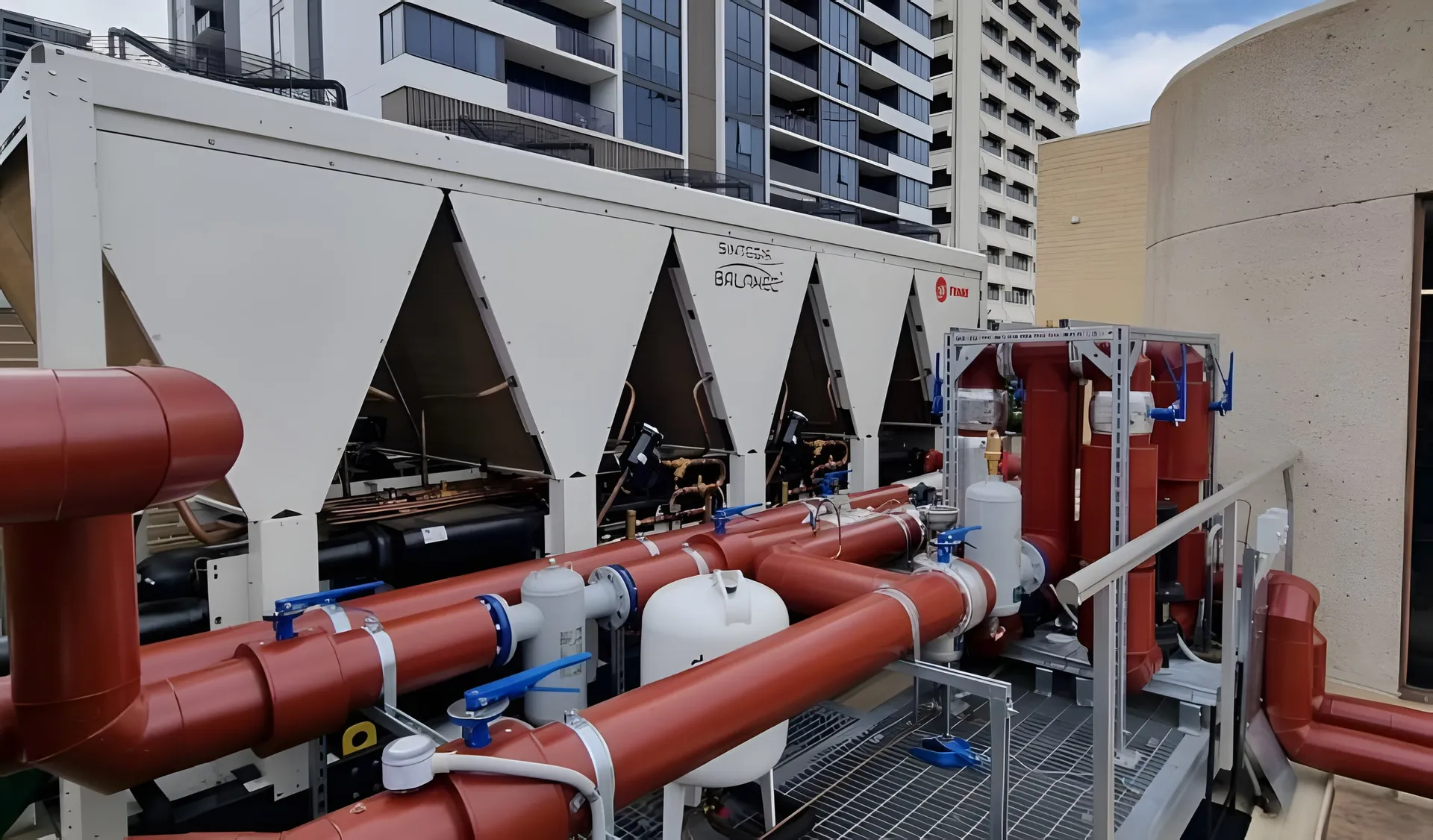 Heat reclaim chillers and hydronic pipework